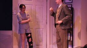 Senga Quinn (played by Chloe Elliott-Chan) opens the door to her neighbor, Ever Montgomery (played by Steven Coe).
