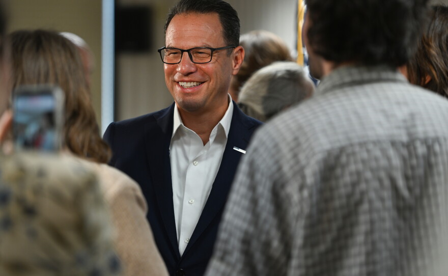 Josh Shapiro celebrates the launch of the Nurse Shortage Assistance Program Tuesday at Wayne Memorial Hospital.