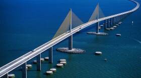 Thirty-six cylindrical concrete bumpers filled with rock line the bottom of the Sunshine Skyway, along with two rock islands that surround the main supports. These protective structures were installed after the 1980 disaster to guard the bridge against vessels crashing into it.