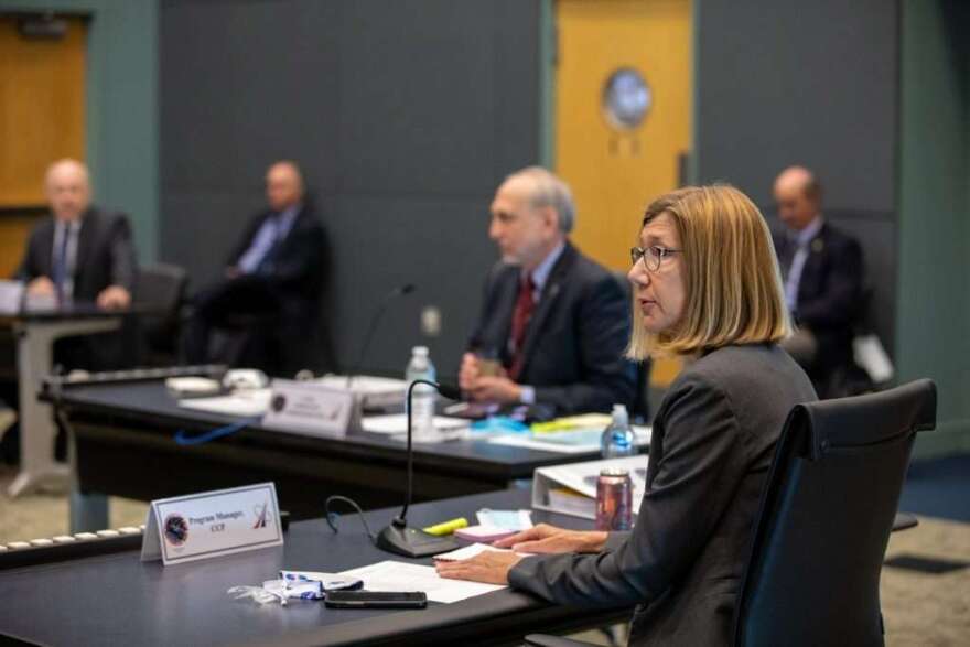 NASA's Kathy Lueders at SpaceX's Flight Readiness Review. Photo: NASA