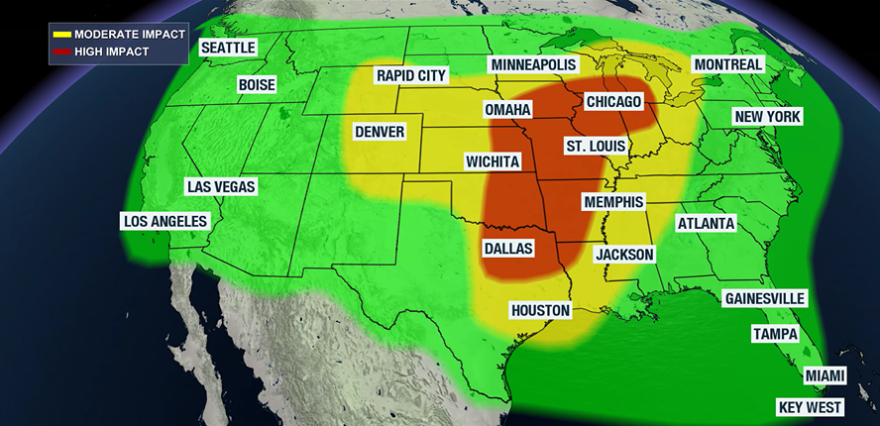 Saturday travel delay map.