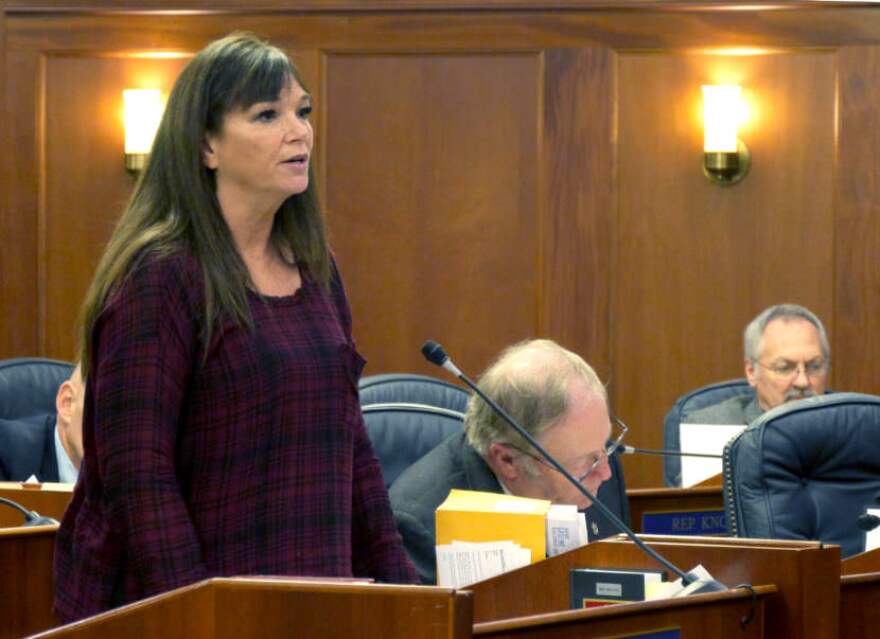 Rep. Charisse Millett, R-Anchorage, speaks about crime legislation on Monday. She said the Legislature should take time to consider what changes should be made. (Photo by Skip Gray/360 North)