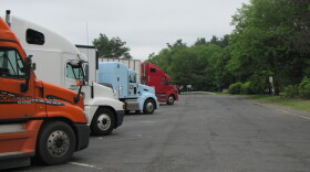 Trucks parked at the state highway rest stop on Interstate 84 in Willington in 2014.