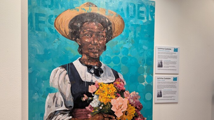 Leticia Carson is the subject one of the portraits on display at the Museum of Natural and Cultural History at the University of Oregon in Eugene. It's part of the exhibit, ‘ReEnvisioned: Contemporary Portraits of Our Black Ancestors,’ by Portland artist Jeremy Okai Davis.