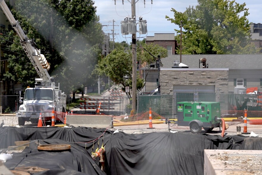 Construction on the Hidden River Pathway Project replacing stormwater drains under the city.