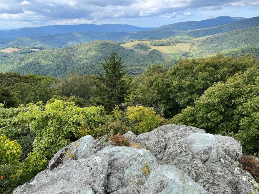 View from listening rock trail at Grayson Highlands State Park in Virginia. From here, you can see Tennessee and North Carolina. 