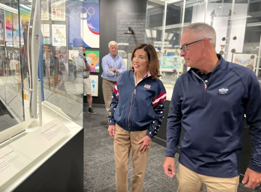 Gov. Kathy Hochul tours the Olympic Museum in Lake Placid on Monday, August 3, 2026.