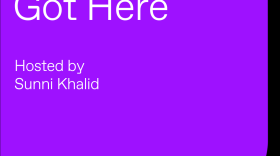 A black and purple graphic that includes series name: How We Got Here