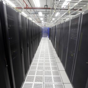 In this Aug. 29, 2014 photo, rows of servers are lined up at BlueBridge Networks in Cleveland. The company, which has a data center near Playhouse Square in downtown Cleveland a larger facility in suburban Mayfield Heights, is one of the growing number of data centers are choosing to locate in and around the city.
