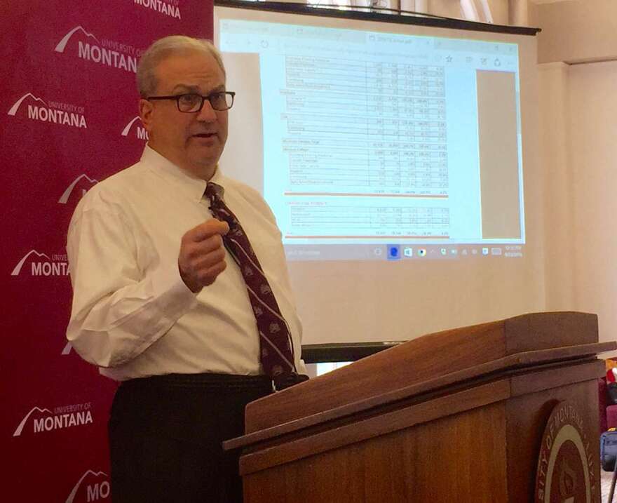 Tom Crady, University of Montana vice president for enrollment management and student affairs, at a press conference announcing enrollment numbers at UM, September 23, 2016.