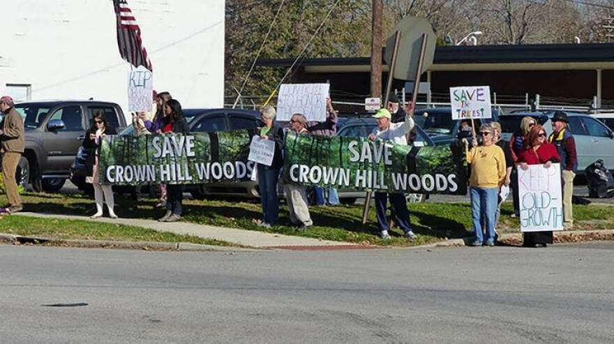 Protestors of the VA's development plans at Crown Hill gathered in November, 2016.