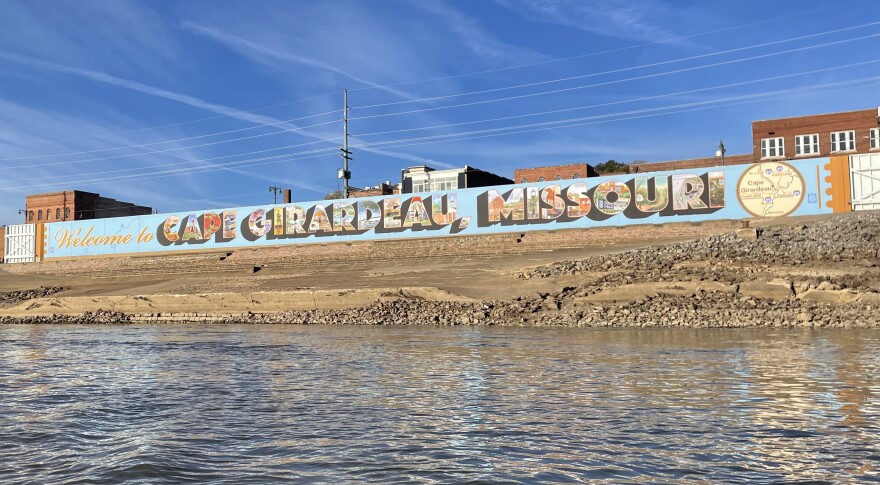 River banks are exposed by low water on the Mississippi River at Cape Girardeau, Mo.