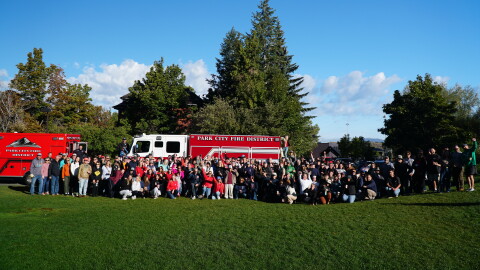 Volunteers gather before starting their projects Sept. 19.