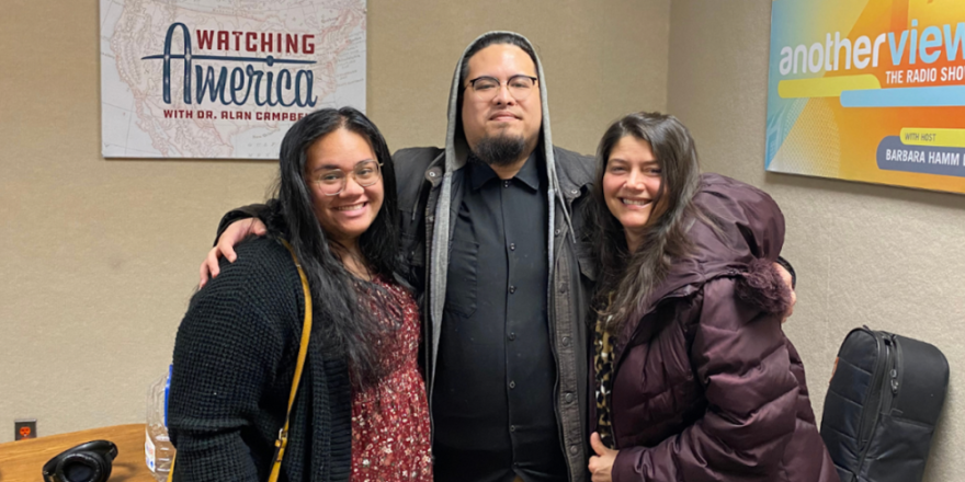 Local artist “Soli” with the "queen of the open mic nights" Dhana Rowe, in the WHRV studio.