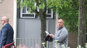 Konstantinos “Kosta” Diamantis leaves federal court with his lawyer in Hartford on May 16.