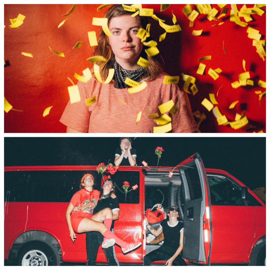 Abbie Morin from Hammydown (top) and Caroline Rose, Willoughby Morse, Joshua Speers, and Abbie Morin (bottom) will perform at ArtsRiot to celebrate women and non-binary folks in the male-dominated music industry. 