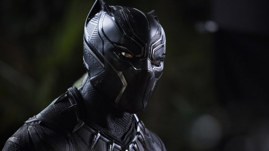 The triangular patterns visible in Chadwick Boseman's Black Panther suit reflect what costume designer Ruth Carter calls "the sacred geometry of Africa."