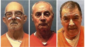This combination of undated booking photos provided by the Florida Department of Corrections in July 2026 shows, from left, Dusty Ray Spencer, Dennis Sochor and Dominick Occhicone. (Florida Department of Corrections via AP)