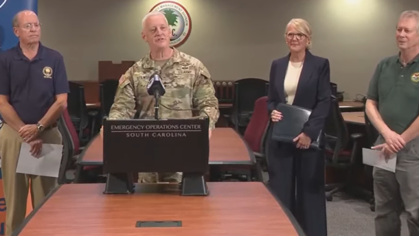 A snapshot from Wednesday's Earthquake Preparedness Week news conference in Columbia.