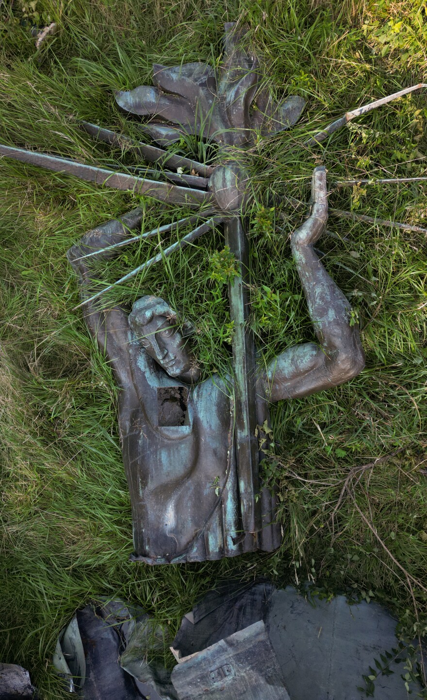 The bronze likeness of Prometheus once stood 40 feet tall.