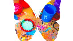 butterfly silhouette with texture isolated on white background. High quality photo