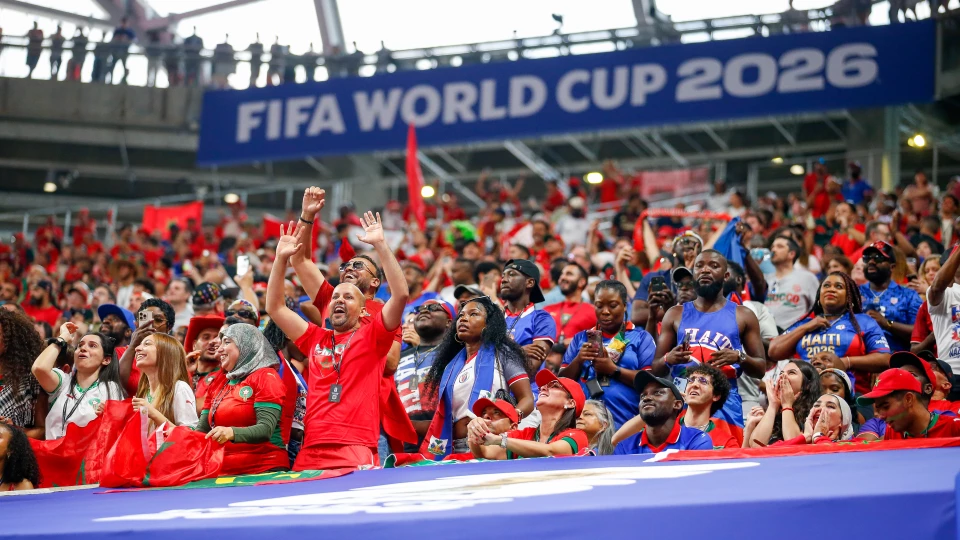 Morocco and Haiti fans cheer on their teams during the World Cup Group C soccer match between Morocco and Haiti in Atlanta, Wednesday, June 24, 2026. (AP Photo/Stew Milne)
