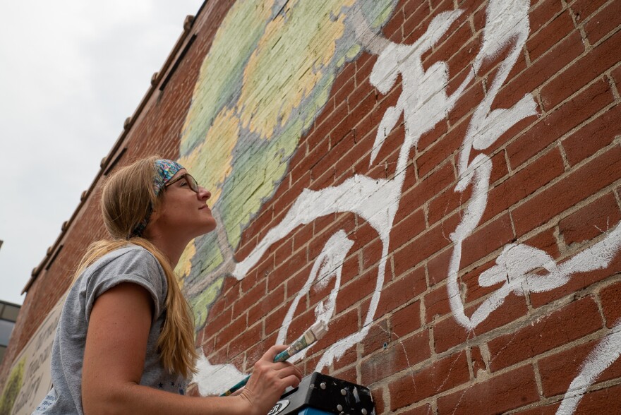 Jessica Kopecky evaluates the progress of her work on Sept. 28.