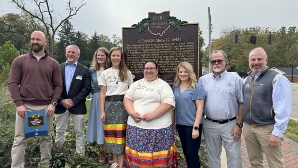 Wyandotte Nation and city of Lebanon officials at the site of the new historic marker in Lebanon