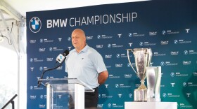 Cal Ripken Jr. speaking at media day for the BMW Championship which will be held at Caves Valley Golf Club in Owings Mills in August. Credit: Baltimore County