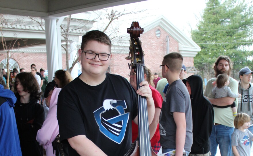 Ty Flowers was one of the young people to get a new instrument at the giveaway in Mayfield, Kentucky.