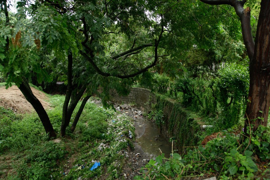 Much of Pakistan's garbage, including its single-use plastic bags, end up tossed into or washed up in the country's waterways, like this otherwise postcard-pretty canal in an upscale suburb of the capital, Islamabad.