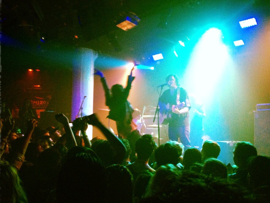 Stage diving at Front Bottoms' performance during CMJ 2012 at Santos Party House.