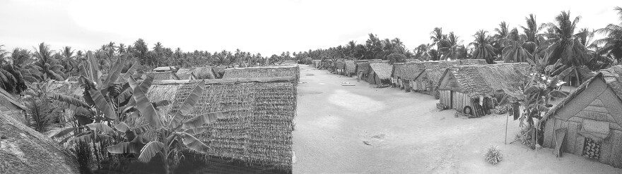 Takuu Atoll is one of four Polynesian outlier atolls off the east coast of the Solomon Islands thought to be the home of the original settlers to Hawaiʻi by way of the Northern Line Islands. (Nukutoa Village, Takuu, Papua New Guinea, 2000).