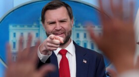 Vice President JD Vance points to a reporter to take a question in the James Brady Press Briefing Room at the White House, Thursday, June 18, 2026, in Washington.