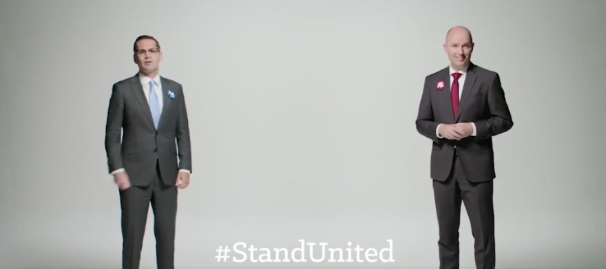 A screenshot of the Stand United ad from Chris Peterson and Spencer Cox. 