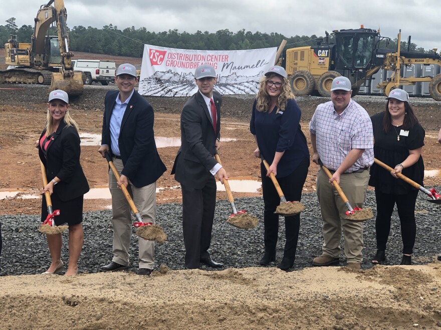 Officials with the State of Arkansas and the City of Maumelle break ground on a new Tractor Supply Company distribution center on Tuesday, Aug. 23.