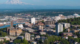 Aerial photo of Tacoma, Washington from June 2025.