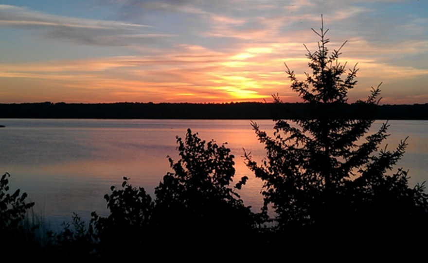 Sunset over Leech Lake near Walker.