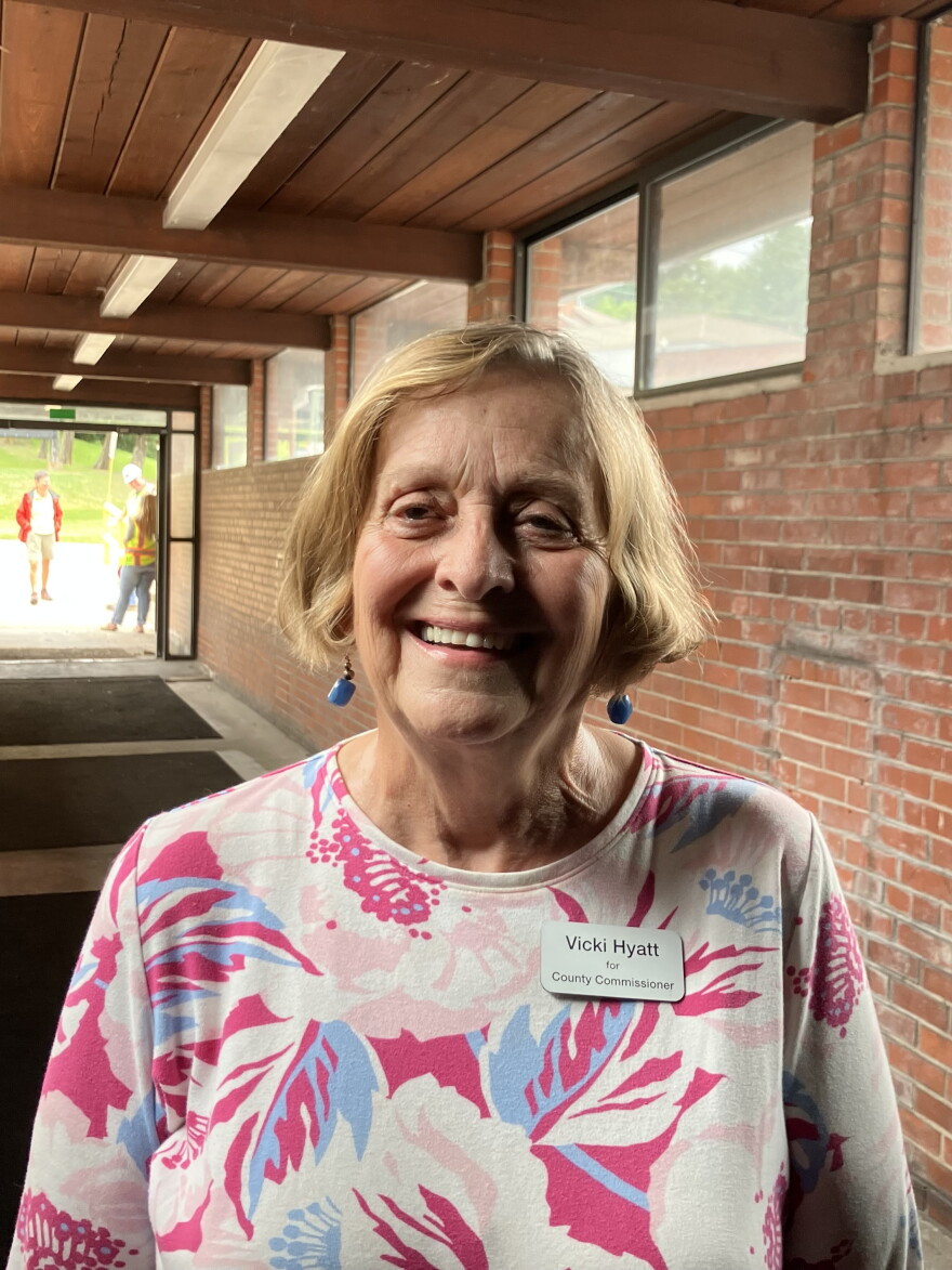 Haywood County Commission candidate Vicki Hyatt organized the tour of the former mill.