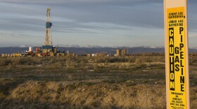 A gas drilling rig in Wyoming.