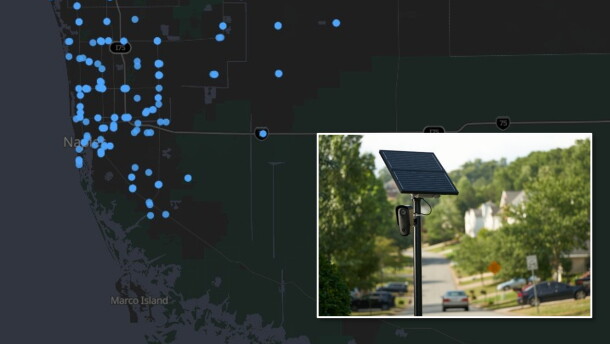 Crowdsourced map from deflock.org showing locations for suspected license plate readers across Collier County. DeFlock is an open-source, volunteer-powered project for identifying and documenting automated license plate readers. The map is powered by OpenStreetMap. Camera locations come from volunteers and the OpenStreetMap community, not a private company or government agency.