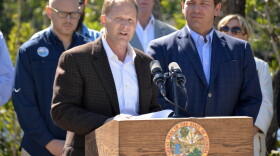 Sanibel City Councilman Chauncey Goss addresses the crowd at the Rookery Bay Environmental Learning Center on Tuesday, Jan. 29.