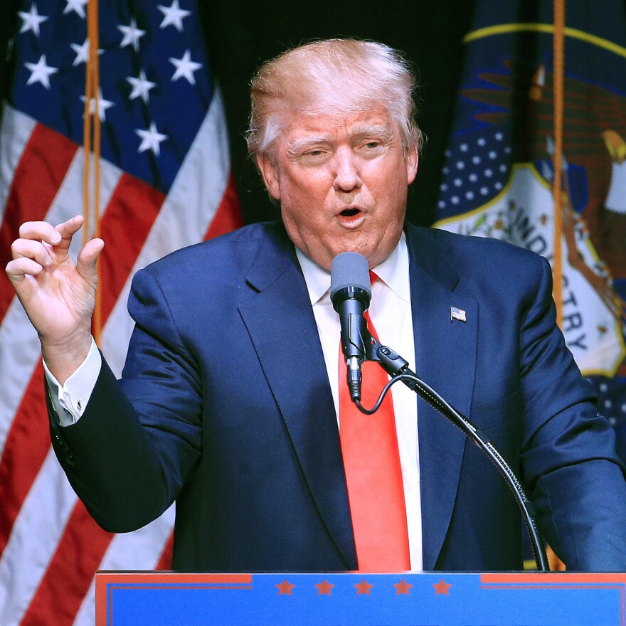 Republican presidential candidate Donald Trump speaks at a campaign rally Friday in Utah.