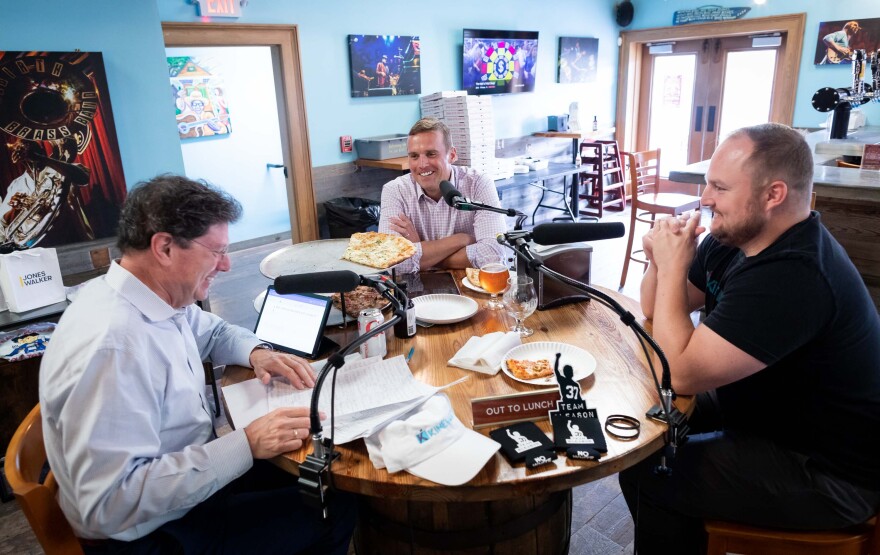 Peter Ricchiuti, Blair Casey and Brian Lozes, Out to Lunch at NOLA Pizza