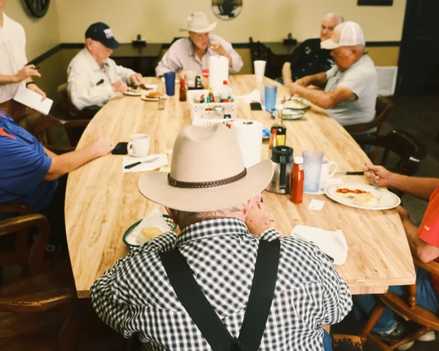 A group of regulars eats breakfast at Gloria’s Restaurant on Tuesday, June 30, 2026 in Bowling Green, Florida.