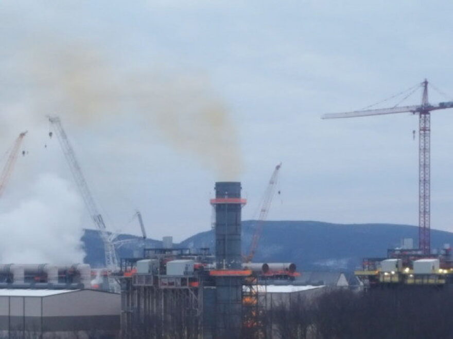 PHOTO COURTESY: KIM CRINELLA Pennsylvania environmental regulators are investigating health complaints after Invenergy's Lackawanna Energy Center natural gas power plant under construction in Jessup Pa. began spewing plumes of colorful smoke. The company says the emissions are temporary and part of a planned commissioning process.