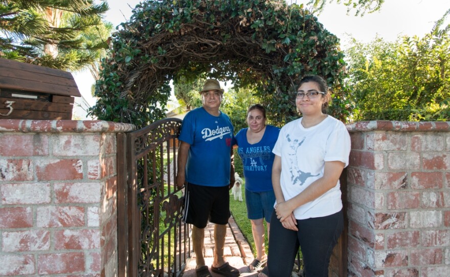 Jessica Prieto and her parents at their home in East Los Angeles on Sept. 20, 2015. The Prieto’s live less than two miles from the Exide plant and are still waiting for their home to be inspected for contamination.