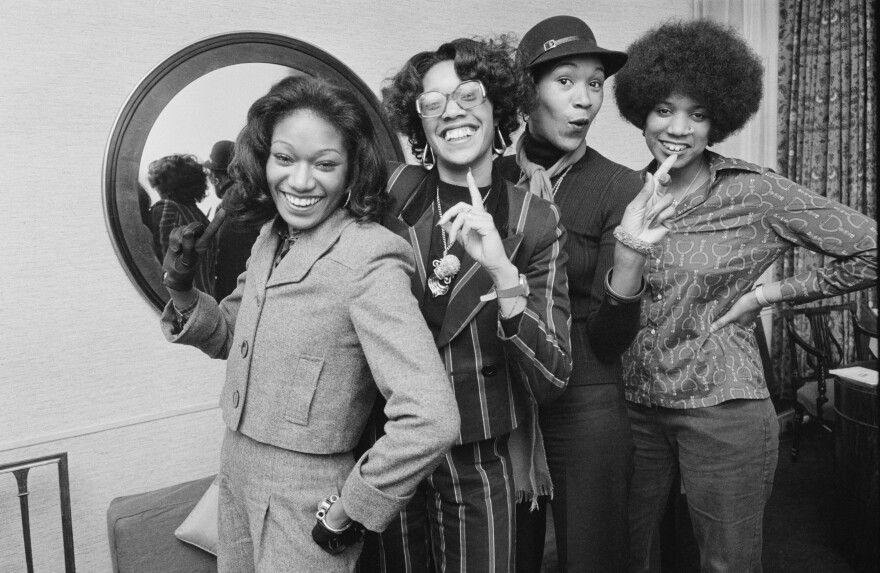 The Pointer Sisters in 1974 (from left to right: June Pointer, Bonnie Pointer, Anita Pointer and Ruth Pointer), the year after the group released its debut album.