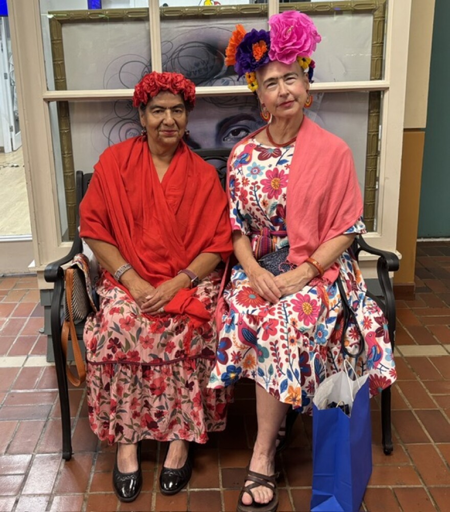 Two Frida look-alikes at Frida Fest on Saturday, Aug. 15, 2026.