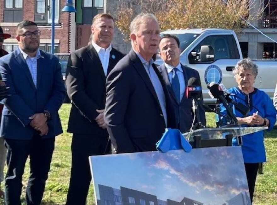 Governor Ned Lamont at the groundbreaking for Residence Inn By Marriott at Steelepointe Harbor in Bridgeport on Wednesday October 22, 2025. The six-story hotel will eature 142 rooms with views of Steelepointe Marina and direct access to I-95, Metro-North, and Amtrak.